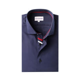 Premium Navy Blue Formal Shirt with White and Red Sports Details - YNG Empire