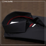 Premium Black Formal Shirt with White and Red Sports Details - YNG Empire