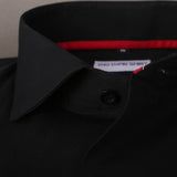 Black With Sports Detail in Coller Premium Formal Shirt - YNG Empire